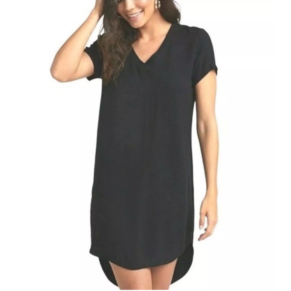 Cloth & Stone Anthropologie V-neck Tunic T-Shirt Dress Black Size Small
